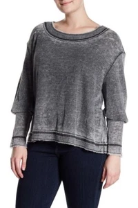 NWT Melrose & Market Nordstrom Waffle Knit Thermal Distressed Black Top Large - Picture 1 of 7
