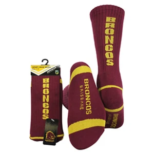 NRL Mens Crew Socks - Brisbane Broncos - One Set - Sock - Picture 1 of 1