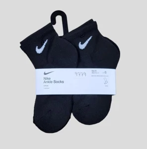 NIKE Boy Socks Ankle Cushioned Athletic Youth Kids 6 Pack Shoe Size 10C-3Y Black - Picture 1 of 5