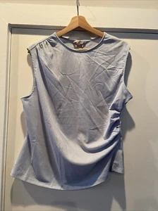 H&M Sky Blue Ruched Blouse Size Large LocB - Imagen 1 de 4