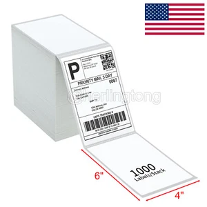 1000 4x6 Fanfold Thermal Labels Direct Shipping Label For Zebra & Rollo Printer - Picture 1 of 9