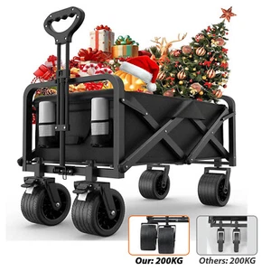 200KG Foldable Heavy Duty Garden Camping Beach Cart Festival Trolley Cart Wagon - Picture 1 of 13