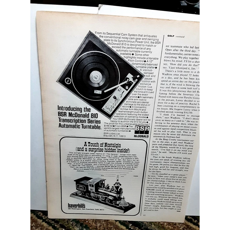 1972 BSR McDonald 810 проигрыватель оригинальная печатная реклама винтаж 70-х - Изображение 1 из 1