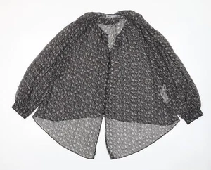 Zara Womens Black Fair Isle Polyester Blend -Up Size S V-Neck - Picture 1 of 10