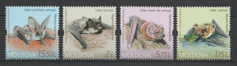 Moldova 2017 Fauna, Animals, Bats 4 MNH stamps - Image 1 of 1