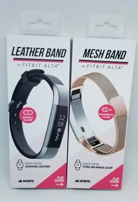 批量 25 件 ~ 玫瑰金网眼 + 黑色皮革 ~ Fitbit ALTA 表带 - NIP 跳蚤市场 — 第 1/4 张图片