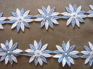 9 1/2 YDS WHITE/BLUE DAISY COTTON VENISE LACE GALLON - Picture 1 of 1