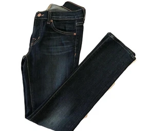 Pantalones de mezclilla para mujer marca J oscuros lavados vintage tiro bajo ajustados 25 - Imagen 1 de 12