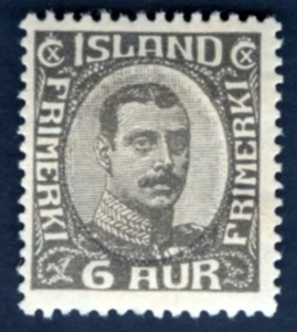 Iceland 1920-22 Sc 113 6a Dk Gray Christian IX M H VF OG - Picture 1 of 2