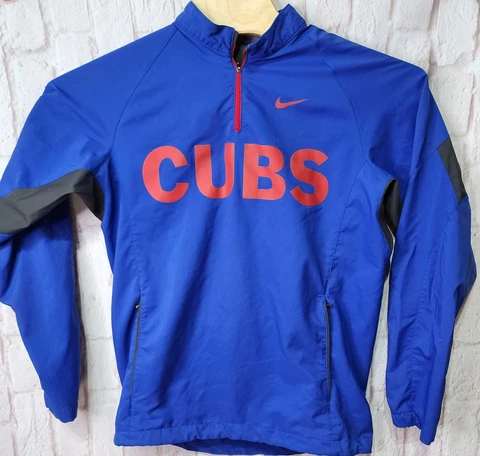 Men's Nike Chicago Cubs Small 1/4 Zip Pullover Long Sleeve Shirt Cover