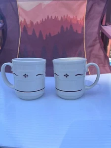 Longaberger Woven Traditions Classic Cream Coffee Mugs 12 oz Stoneware SET OF 2 - Picture 1 of 13