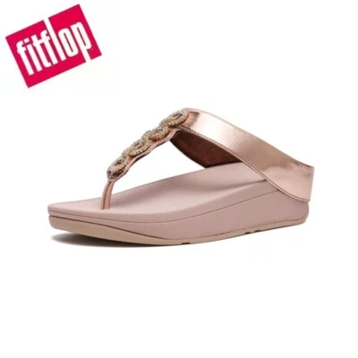 Fitflop Women Leather Summer Slippers Round Diamond Sandals Mules Platform Shoes - image 1 of 4