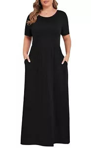 Women’s Plus Size Maxi Dresses for Curvy Women Summer Casual Short Sleeve Lon... - Picture 1 of 6