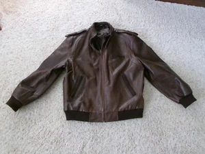 Chaqueta Bomber De Colección Años 80 Solo Miembros Para Hombre Cuero Marrón Talla L Grande - Imagen 1 de 17