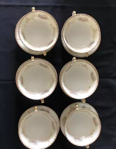 Set 6 ciotole e piattini brodo vintage MEITA CHINA con bordo oro DIPINTI A MANO - Foto 1 di 24