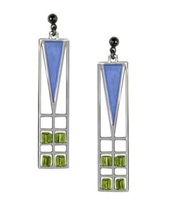 Frank Lloyd Wright Light Screen Blue Enamel Earrings - Picture 1 of 3