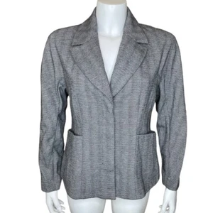 MM LaFleur The Wakefield Blazer Jacket 6 Herringbone Jacquard White Black Career - Picture 1 of 10