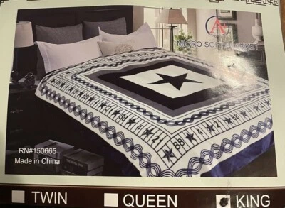 Manta Cowboys Super Suave / King & Queen Disponible / Azul / Blanco / Nueva en Caja Foto 1 de 4