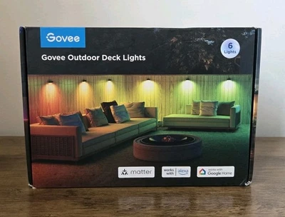GOVEE 6-Pack Outdoor Deck Lights H7067 RGBIC Lights with 4000K RGBWIC NEW W/BOX - Image 1 of 4