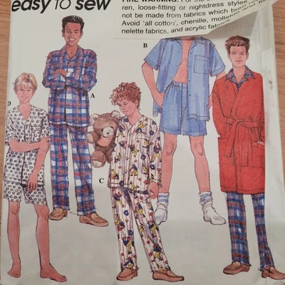 SIMPLICITY Sewing Pattern #8794 BOYS' PAJAMAS, ROBE & TIE BELT size 7-8-10 UNCUT - Image 1 of 4