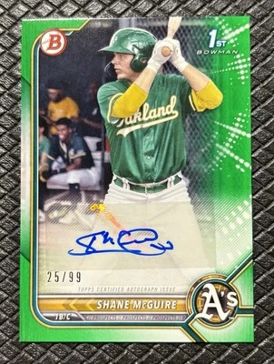 SHANE MCGUIRE 2022 Bowman 1st Rookie Auto Green /99 Color Match Athletics RC - Image 1 of 2