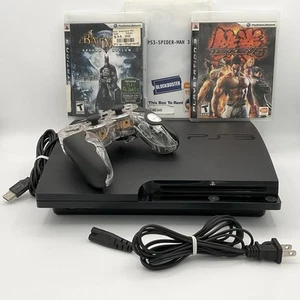 Sony PlayStation 3 PS3 Slim Console 160GB x5 Game LOT Batman Tekken 6 Spider-man - Picture 1 of 13