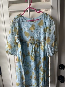 Pink chicken Girls Chick Patterned Women's Dress with Puff Sleeves Size 10 - Picture 1 of 8