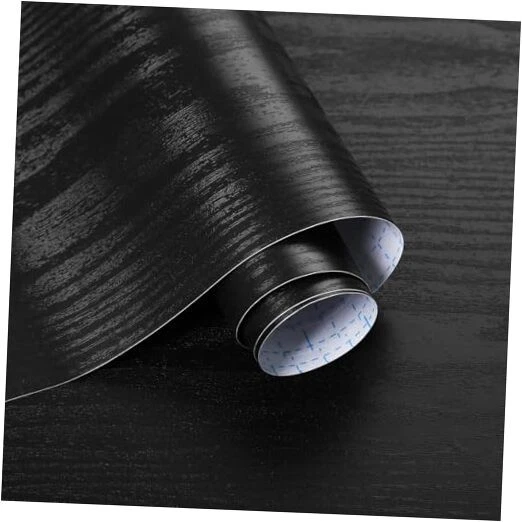 S&M 17.7in X 118in Contact Paper Black Wood Peel and Stick Wallpaper Modern