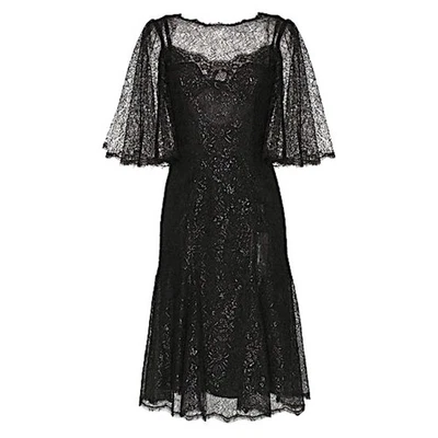 NWT Dolce & Gabbana Black Metallic Corded Lace Flared Low Back Dress IT 44 US L - Image 1 of 4