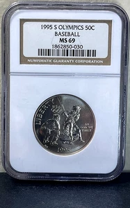 1995-S Olympics Baseball Modern Commemorative Half 50C NGC MS69 - Picture 1 of 2