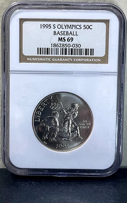 1995-S Olympics Baseball Modern Commemorative Half 50C NGC MS69 - Image 1 of 2