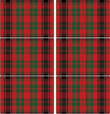 Juego de 6 manteles individuales de Navidad de plástico a cuadros rojos y verdes grandes, rojos,  Foto 1 de 4