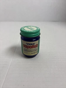 Vintage Vicks VapoRub 1.5 oz. Cobalt Blue Plastic Jar Metal Lid 1980s Prop 50% - Picture 1 of 3