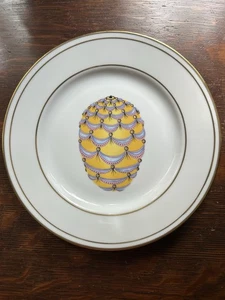 Schöne Email de Limoges Faberge gelbes Ei Salatteller 7,5" Ostern Neu ohne Etikett - Bild 1 von 4