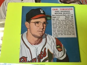1952 Red Man Tobacco All-Star Team Serie de la Liga Nacional Earl Torgeson Braves - Imagen 1 de 2