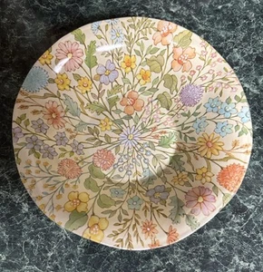 Vintage Chintz Tin Litho Floral Print Bowl Trinket Dish Metalware Replacement - Picture 1 of 5