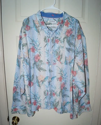 TOMMY BAHAMA 亚麻混纺长袖休闲衬衫男式尺寸 3XLB XXXL 大号 — 第 1/4 张图片