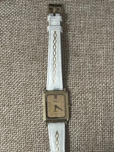 Vintage Seiko Lassale Swiss Ultra Thin Gold Tone Watch 6730-6059 White Leather - Picture 1 of 10