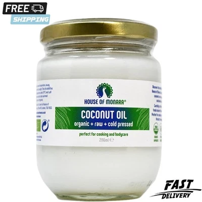 Organic extra virgin coconut oil 100% pure raw and cold pressed 200 ml pack - Image 1 of 4