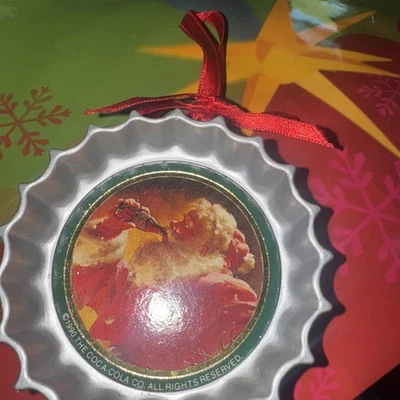 1990 Coca-Cola Trim A Tree Christmas Ornament Collection Santa Bottle Cap - Image 1 of 2