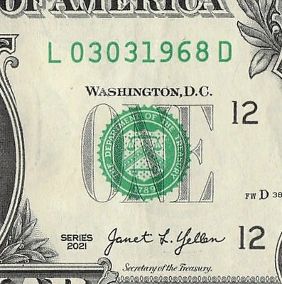 MARCH 3 1968 Birthday Fancy Serial Number Date Note One Dollar Bill 03 03 1968 - Image 1 of 4