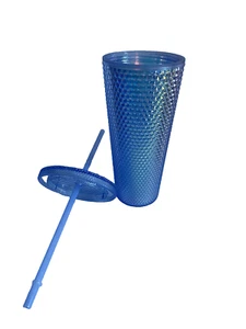 Diamant Nieten 24 Unzen Markenlos Becher Französisch Immergrün Blau mit Deckel & Strohhalm NEU - Bild 1 von 3