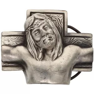 Handmade Christian Jesus God Faith Bible Cross Religious 70s Vintage Belt Buckle - Picture 1 of 2