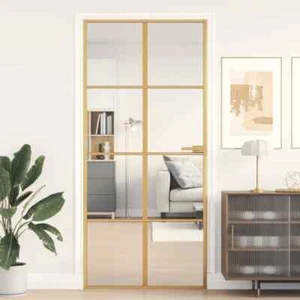 vidaXL Porta Interni Sottile Oro 93x201,5cm Vetro Temperato Alluminio - Foto 1 di 1