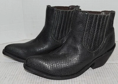 Botines Liberty Negro Serpiente Cuero Repujado Tacón Occidental Mujer Talla 8.5 Foto 1 de 3