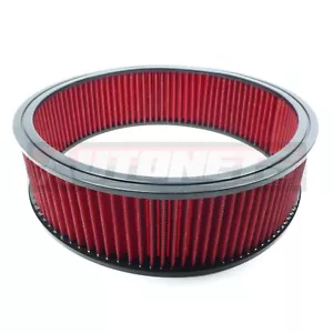 Filtro de aire redondo rojo 14"x4" elemento de filtro lavable reutilizable Chevy FordMoparSBC - Imagen 1 de 2