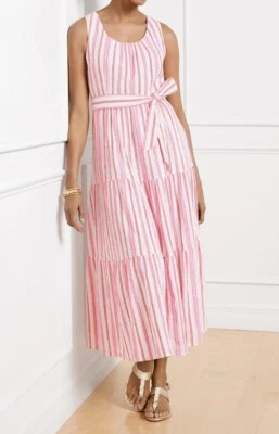 VESTIDO MAXI GASA TALBOTS - RAYAS VENTOSAS Rosa Blanco Talla 22W Nuevo con Etiquetas Foto 1 de 4