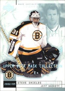 2002-03 UD Mask Collection Bruins Hockey Card #9 Steve Shields/Jeff Hackett