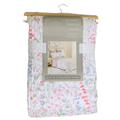 Juego de edredón de 3 piezas Serafina Home Queen 1 edredón 2 fundas púrpura y blanco floral Foto 1 de 4