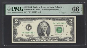 United States-Federal Reserve 2 Dollars 1995 Fr#1936-F (FA Block) UNC Grade 66 - Picture 1 of 2